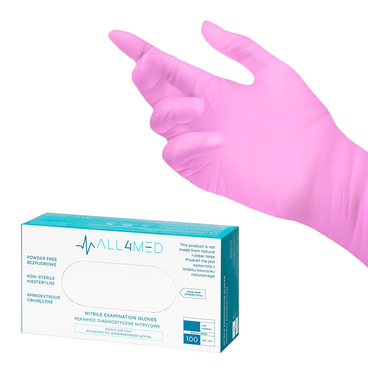 Guanti Diagnostici Monouso In Nitrile All4Med Rosa L Guanti Diagnostici Monouso In Nitrile All4Med Rosa L