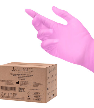 Guanti Monouso Diagnostici In Nitrile All4Med Rosa L 10X100 Pezzi