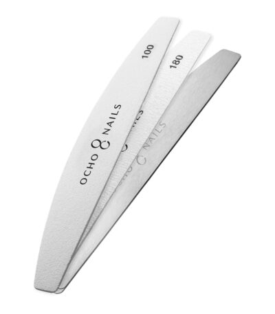 Lima A Mezzaluna Con Anima In Metallo Ocho Nails + Carta 100/180 20 Pz.