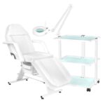 Poltrona Cosmetica Base 202 + Tavolo Cosmetico 1040 + Lampada Con Lente D'Ingrandimento A Led S5