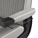 Poltrona Da Barbiere Gabbiano Levi Con Struttura Nera Grigia Senza Cuciture Sullo Schienale 7