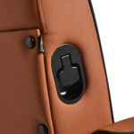 Poltrona Da Barbiere Gabbiano Levi Con Struttura Nera Marrone Senza Cuciture Sullo Schienale 11