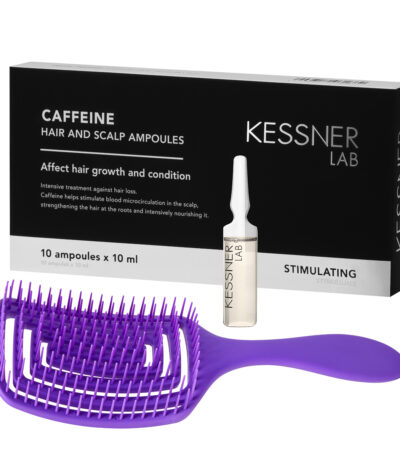 Set Spazzola Flessibile Per Capelli O-327 Viola E Fiale Di Caffeina Kessner Lab