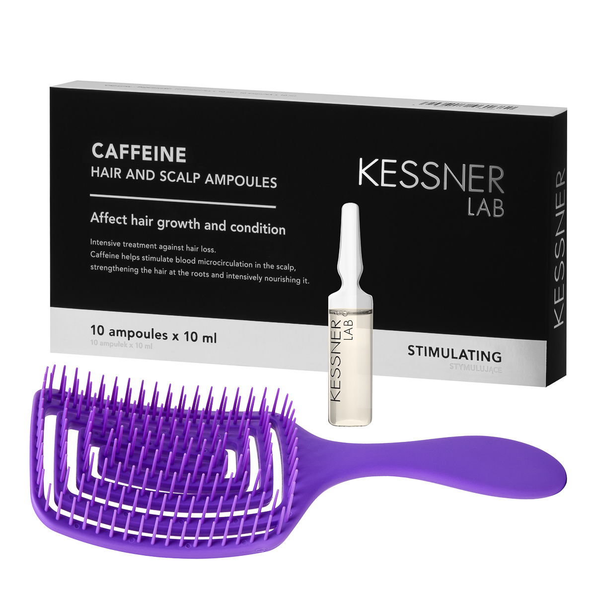 Set Spazzola Flessibile Per Capelli O-327 Viola E Fiale Di Caffeina Kessner Lab Set Spazzola Flessibile Per Capelli O-327 Viola E Fiale Di Caffeina Kessner Lab