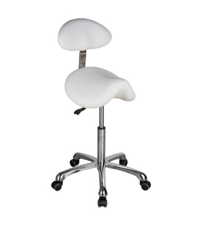 DD Wellness sgabello a sella con schienale bianco OBSI