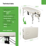 Habys lettino da massaggio pieghevole 60 cm bianco Vera