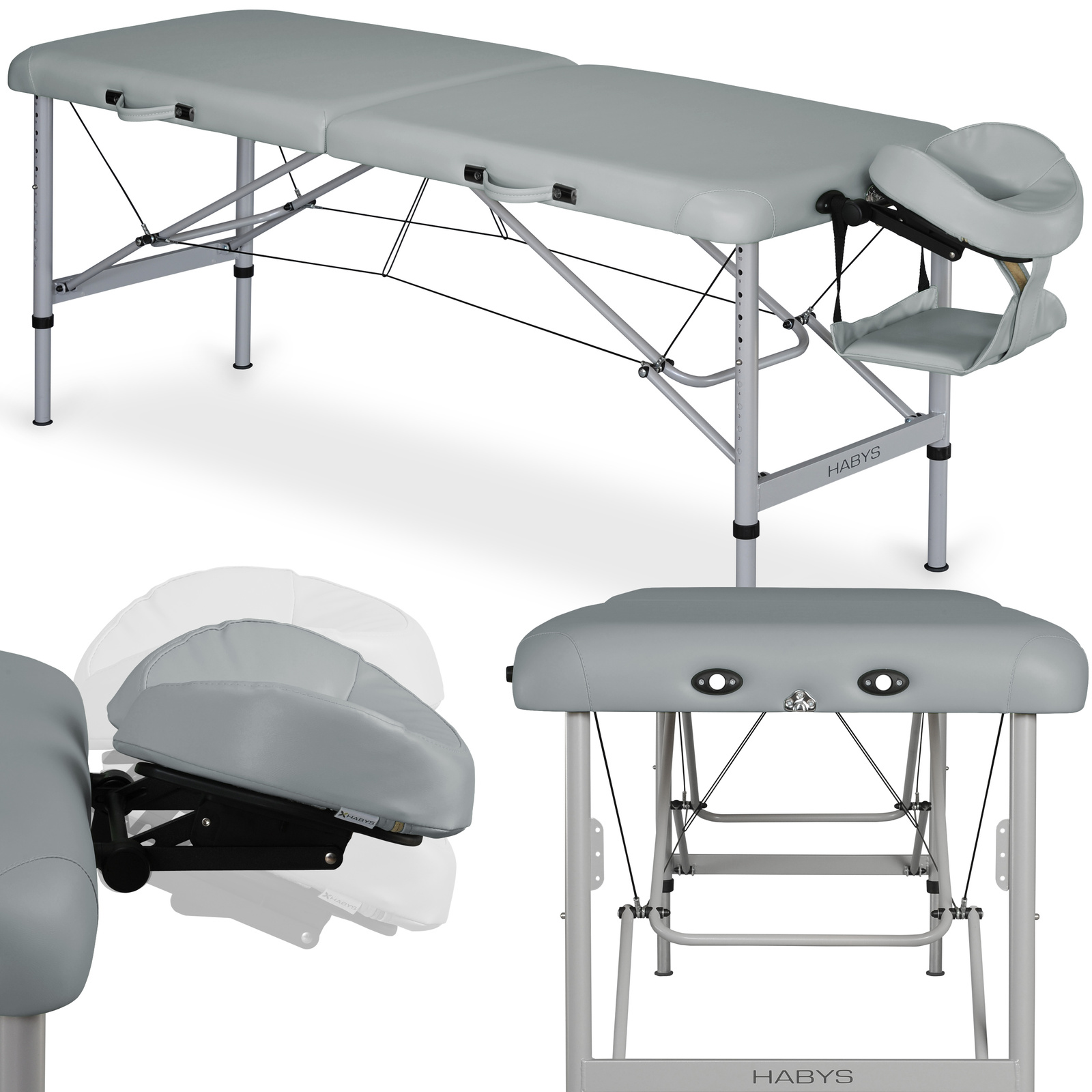 Habys lettino da massaggio pieghevole 60 cm grigio Aero Alu Habys lettino da massaggio pieghevole 60 cm grigio Aero Alu