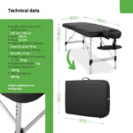 Habys lettino da massaggio pieghevole 60 cm nero Nina