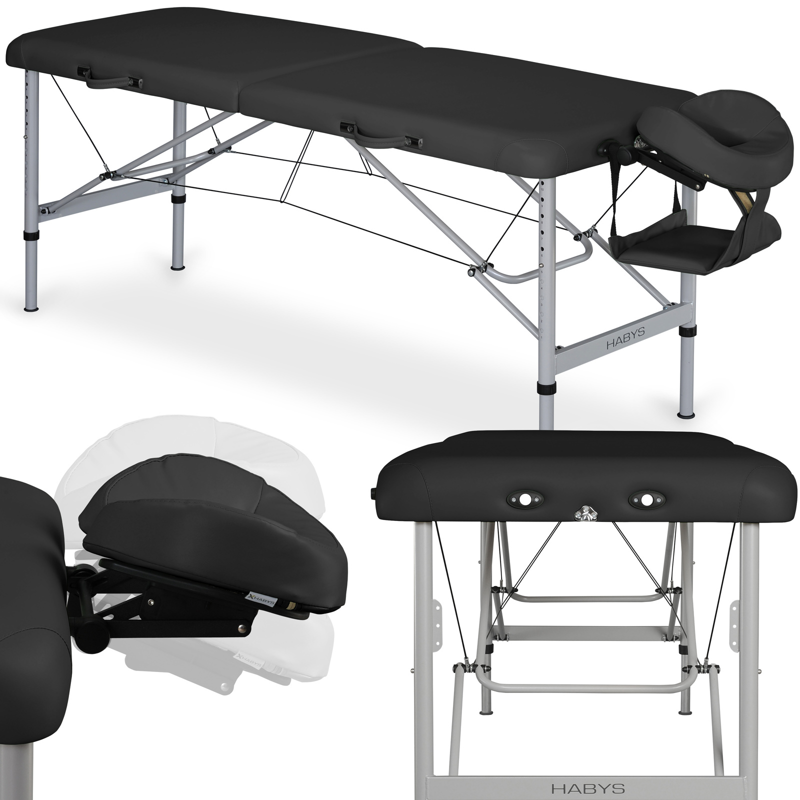 Habys lettino da massaggio pieghevole 70 cm nero Aero Alu Habys lettino da massaggio pieghevole 70 cm nero Aero Alu